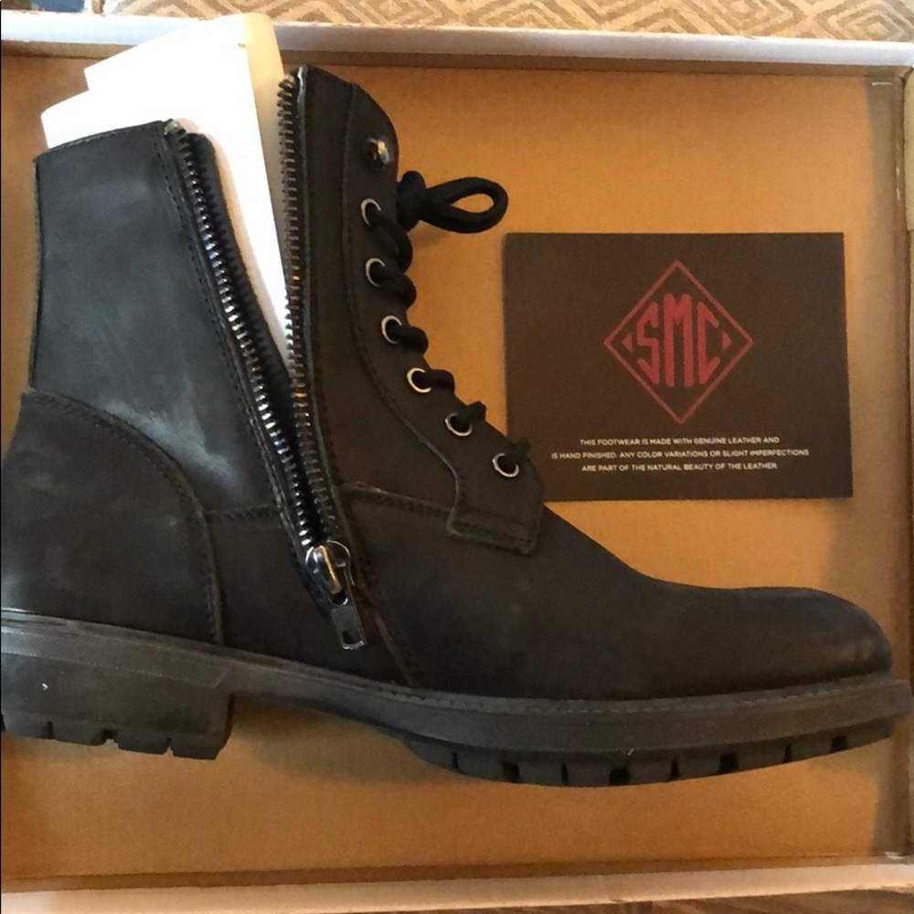 Steve Madden Smoky Black Leather Men’s Boots
